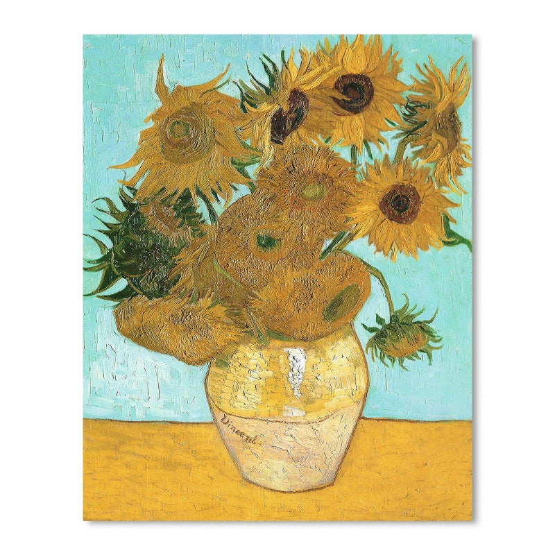 1 KINGO Van Gogh Canvas Wall Art: Twelve Sunflowers Oil Painting Picture Reproduction Bedroom Decor, Famous Art Prints Sunflower in Blossom Artwork Poster Home Decoration 12"" x 15"" - Image 2